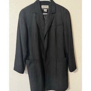 Randolph Duke The Look Women's Silk Open‎ Collared Trench Coat Size 8 Black